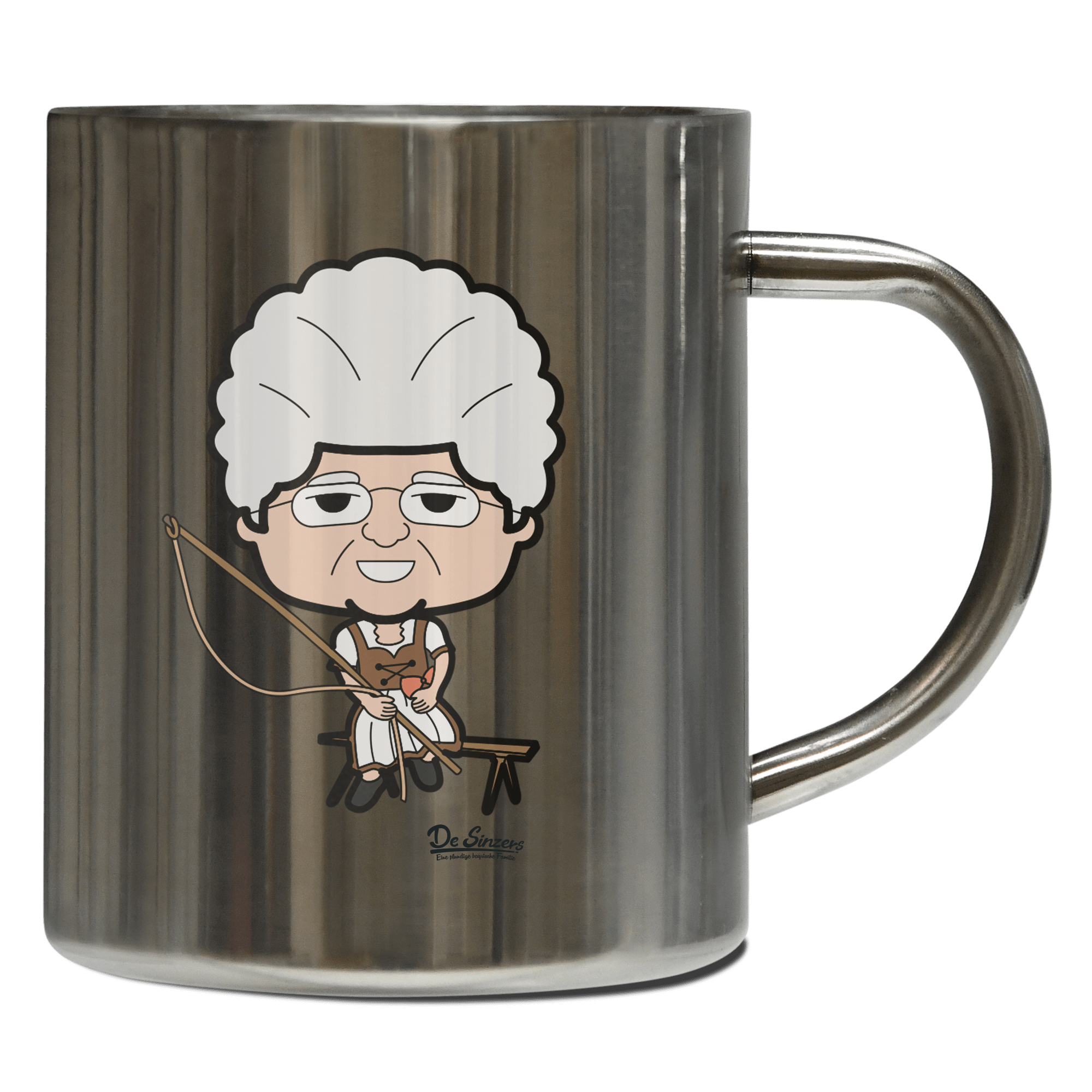 Die Oid Sinzerin Goasslschnoizer Edelstahl Kaffeetasse 400ml Grosser Arber Front