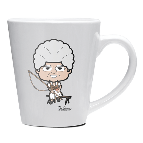 Die Oid Sinzerin Goasslschnoizer Keramik Kaffeetasse 200ml Weiss Herzogstand Front