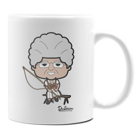 Die Oid Sinzerin Goaßlschnoizer Keramik Kaffeetasse 330ml Weiss Rampoldplatte Front