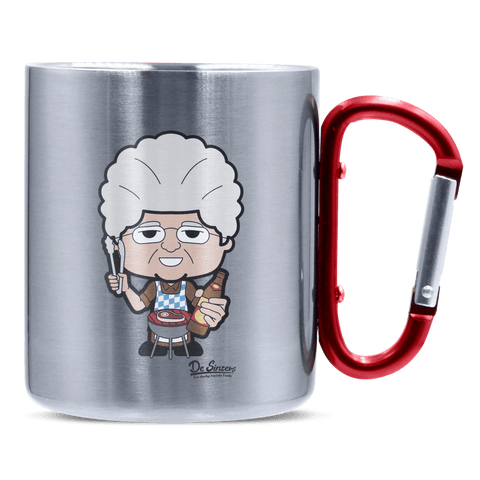 Die Oid Sinzerin Griller Edelstahl Kaffeetasse roter Karabiner 320ml Kitzstein Front 1