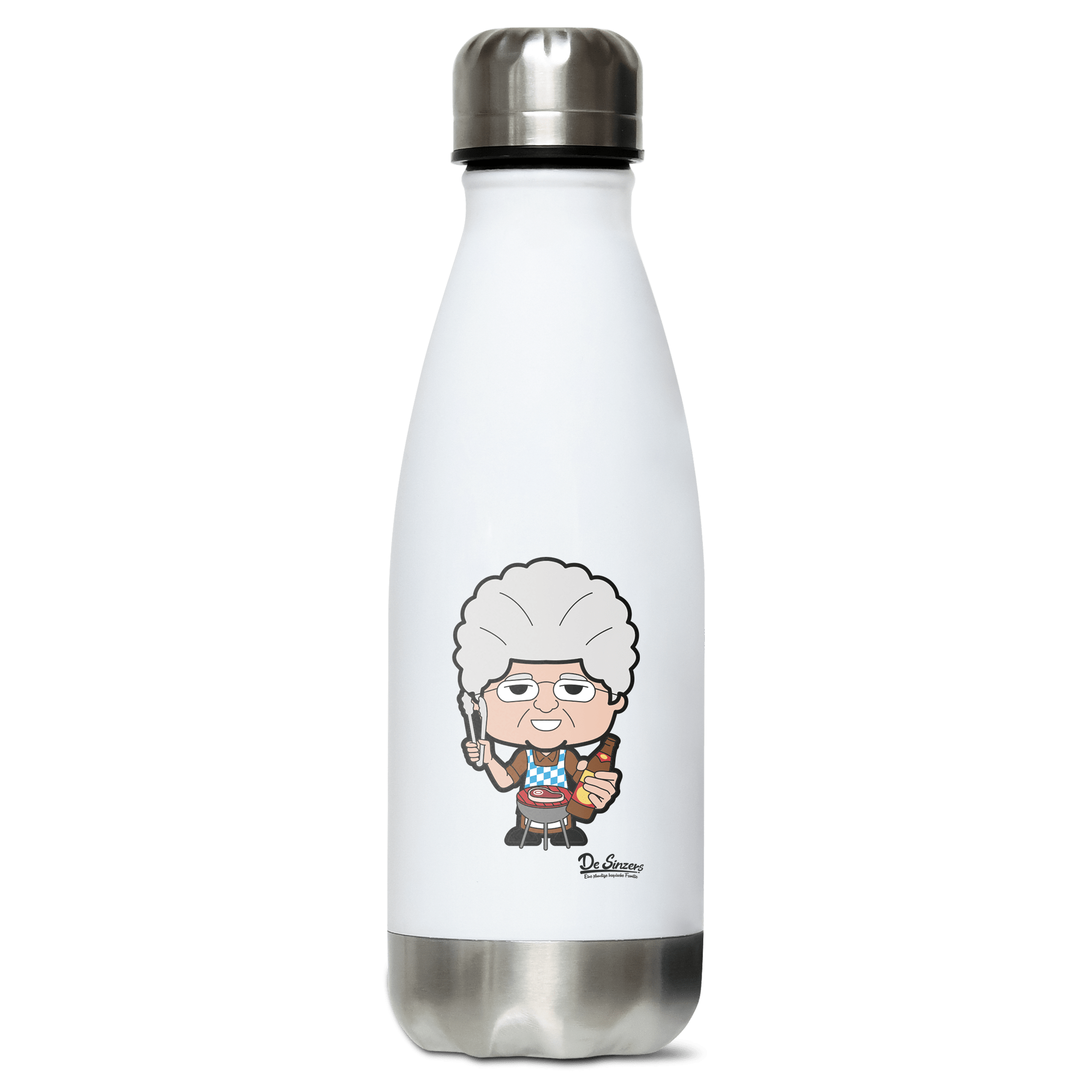 Die Oid Sinzerin Griller Edelstahl Thermoflasche 350ml Weiss Silber Kreuzspitze Front