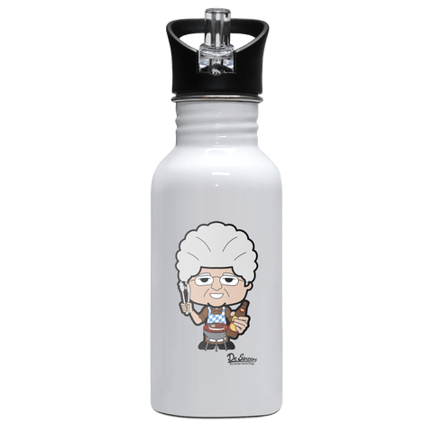 Die Oid Sinzerin Griller Edelstahl Trinkflasche mit klappbarem Mundstueck 500ml Weiss Rotwand Front