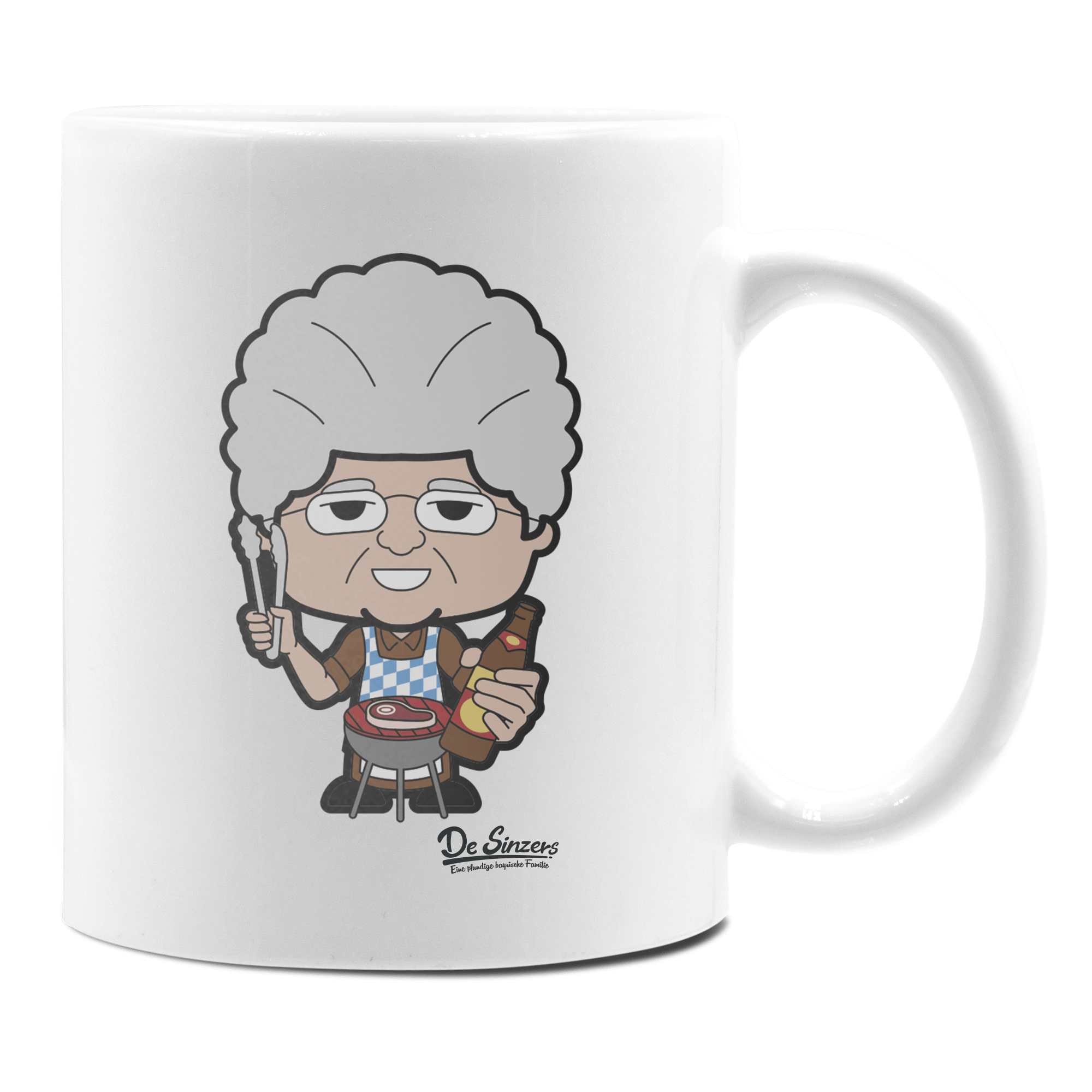 Die Oid Sinzerin Griller Keramik Kaffeetasse 330ml Weiss Rampoldplatte Front