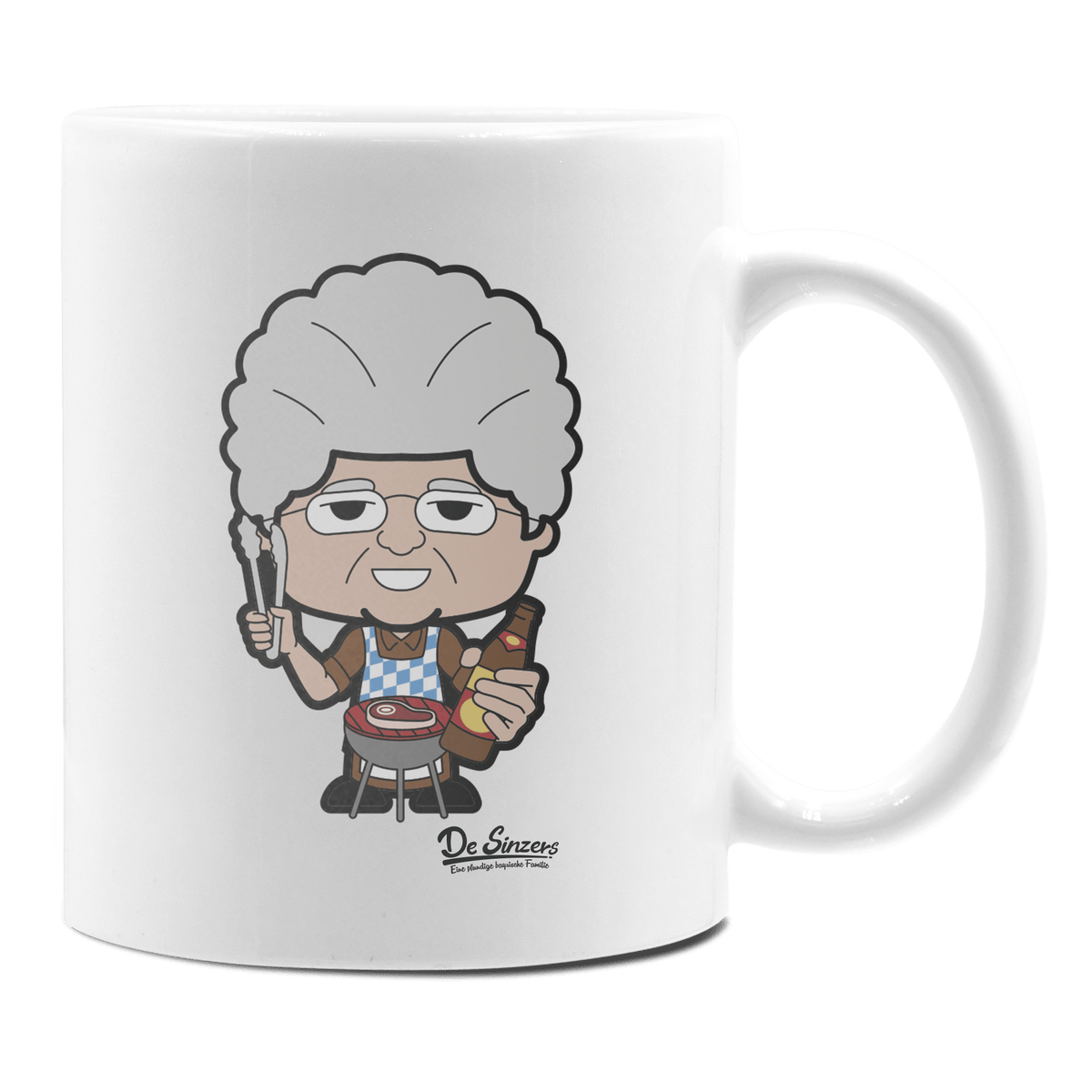 Die Oid Sinzerin Griller Keramik Kaffeetasse 330ml Weiss Rampoldplatte Front