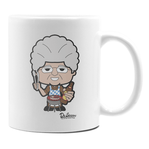 Die Oid Sinzerin Griller Keramik Kaffeetasse 330ml Weiss Rampoldplatte Front