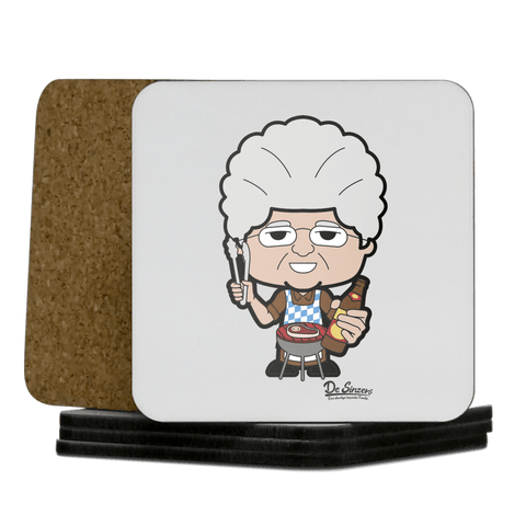 Die Oid Sinzerin Griller Korkuntersetzer 5er Set 95 x 95 mm Weiss Karkopf Front