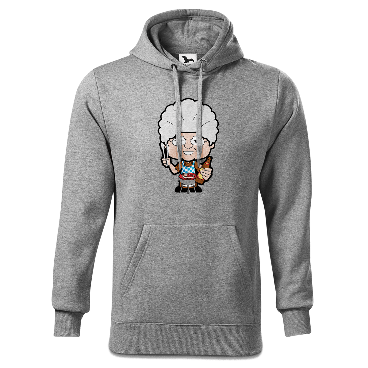 Die Oid Sinzerin Griller Sweatshirt Hoody Herren Grau Meliert Pulvermuehle Front