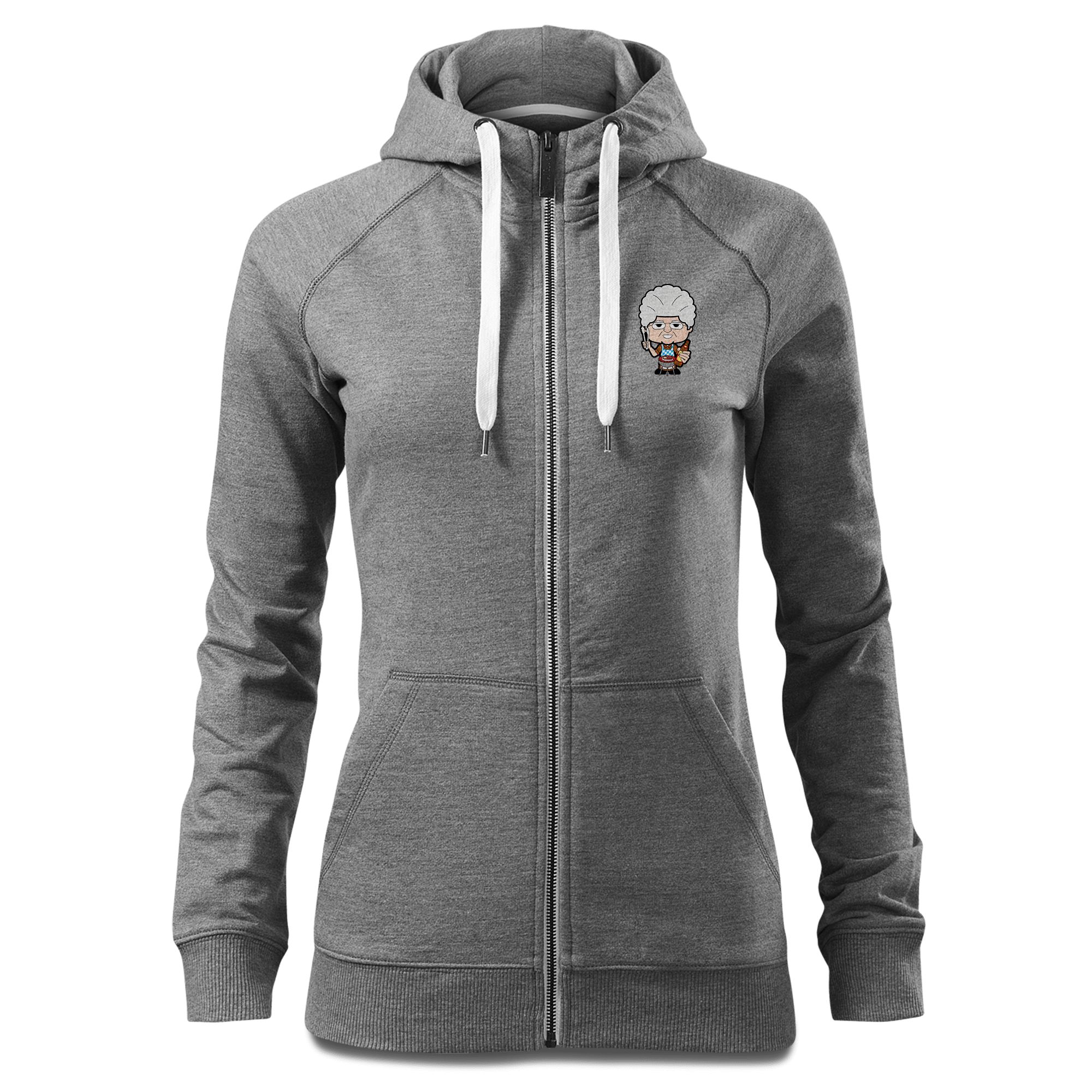 Die Oid Sinzerin Griller Sweatshirt Zip Hoody Damen Grau Meliert Kreut Front