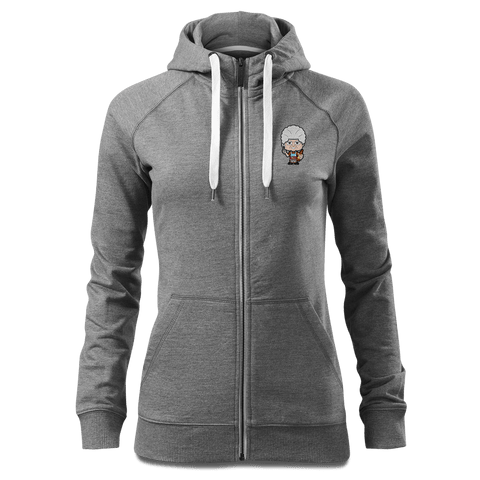 Die Oid Sinzerin Griller Sweatshirt Zip Hoody Damen Grau Meliert Kreut Front