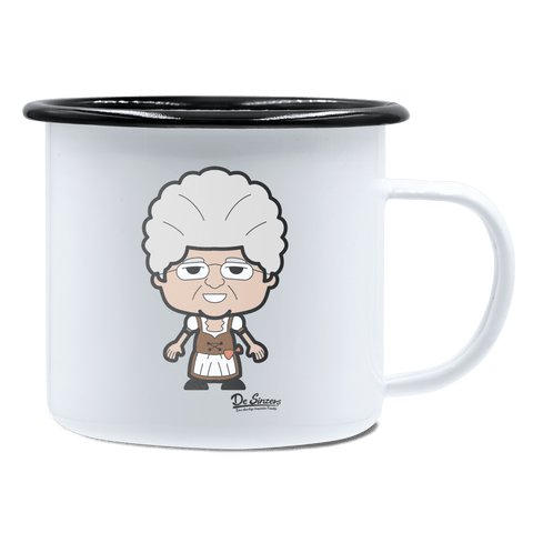 Die Oid Sinzerin Grundfiguren Emaille Tasse 450ml Weiss Schwarz Spitzstein Front