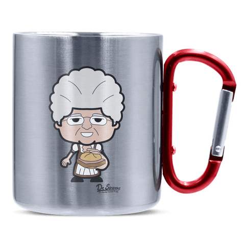 Die Oid Sinzerin Leberkassemmel Edelstahl Kaffeetasse roter Karabiner 320ml Kitzstein Front