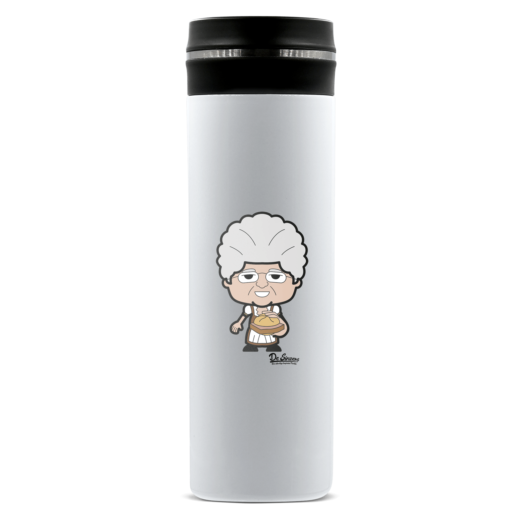 Die Oid Sinzerin Leberkassemmel Edelstahl Thermoflasche 450ml Weiss Geigelstein Front