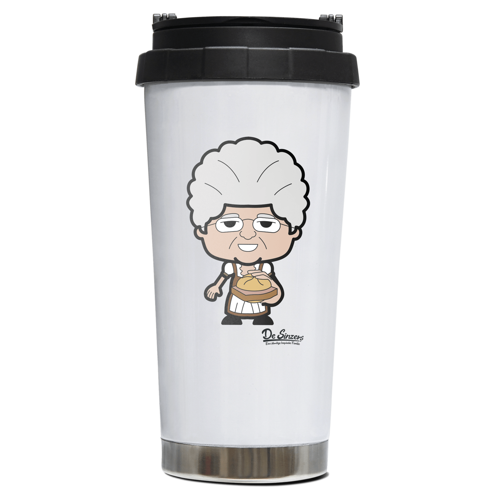 Die Oid Sinzerin Leberkassemmel Edelstahl Trinkbecher To Go 470ml Weiss Wildbarren Front