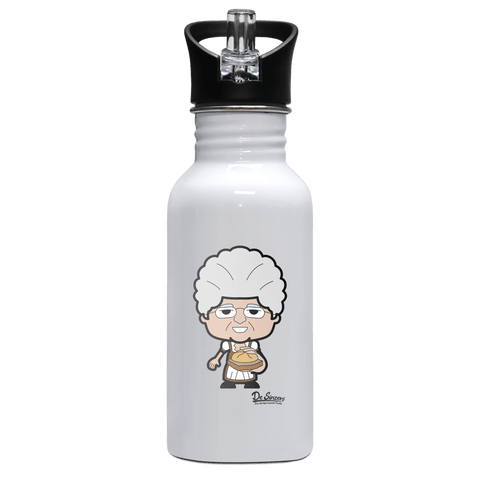 Die Oid Sinzerin Leberkassemmel Edelstahl Trinkflasche mit klappbarem Mundstueck 500ml Weiss Rotwand Front