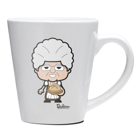 Die Oid Sinzerin Leberkassemmel Keramik Kaffeetasse 200ml Weiss Herzogstand Front