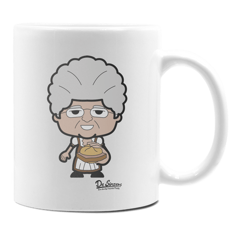 Die Oid Sinzerin Leberkassemmel Keramik Kaffeetasse 330ml Weiss Rampoldplatte Front