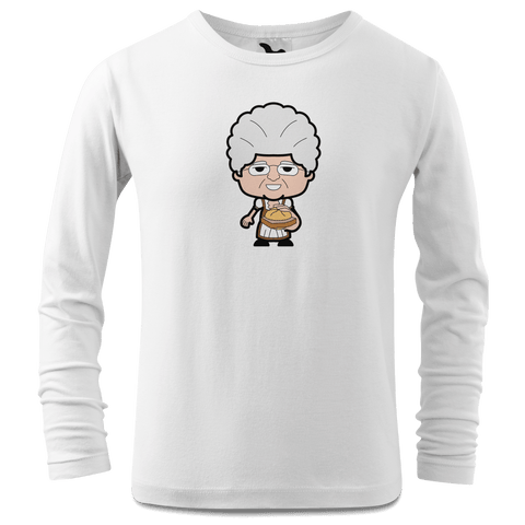 Die Oid Sinzerin Leberkassemmel Longsleeve Kinder Weiss Westerndorf Front