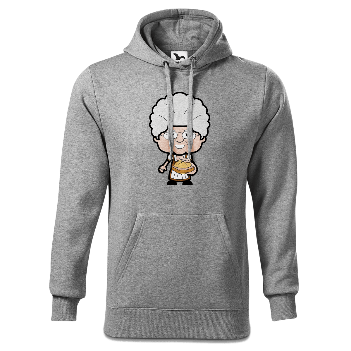 Die Oid Sinzerin Leberkassemmel Sweatshirt Hoody Herren Grau Meliert Pulvermuehle Front