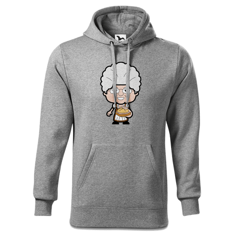 Die Oid Sinzerin Leberkassemmel Sweatshirt Hoody Herren Grau Meliert Pulvermuehle Front