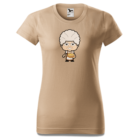 Die Oid Sinzerin Leberkassemmel T Shirt Damen Sand Entleiten Front