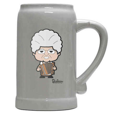 Die Oid Sinzerin Musikinstrumente Bierkrug 1000ml Grau Zugspitze Front