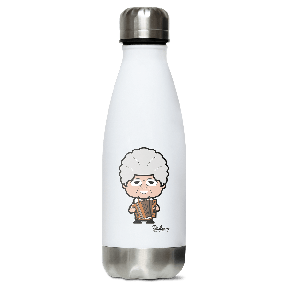 Die Oid Sinzerin Musikinstrumente Edelstahl Thermoflasche 350ml Weiss Silber Kreuzspitze Front