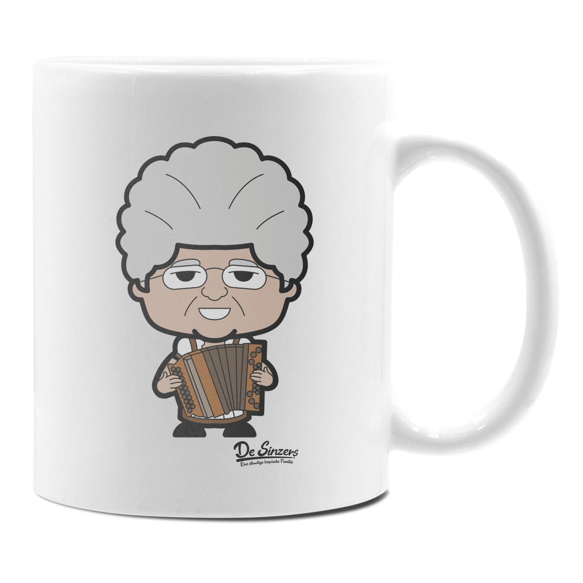 Die Oid Sinzerin Musikinstrumente Keramik Kaffeetasse 330ml Weiss Rampoldplatte Front