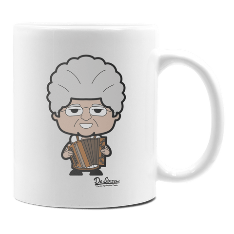 Die Oid Sinzerin Musikinstrumente Keramik Kaffeetasse 330ml Weiss Rampoldplatte Front