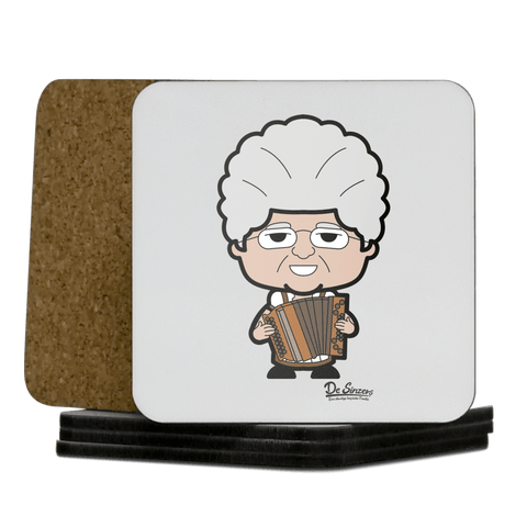 Die Oid Sinzerin Musikinstrumente Korkuntersetzer 5er Set 95 x 95 mm Weiss Karkopf Front