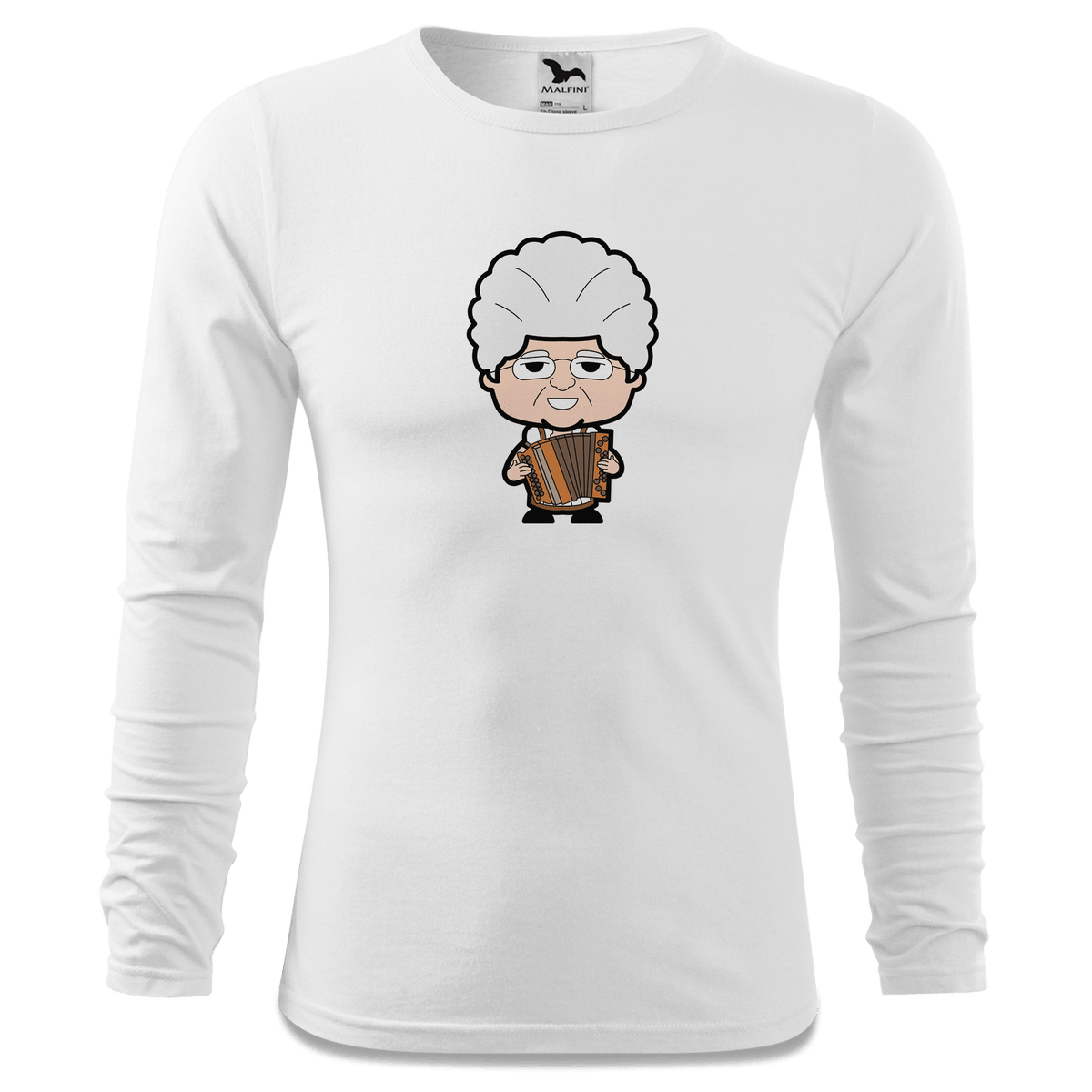 Die Oid Sinzerin Musikinstrumente Longsleeve Fitted Herren Weiss Hoehensteig Front