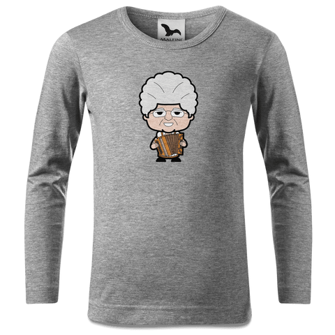 Die Oid Sinzerin Musikinstrumente Longsleeve Kinder Grau Meliert Waldering Front