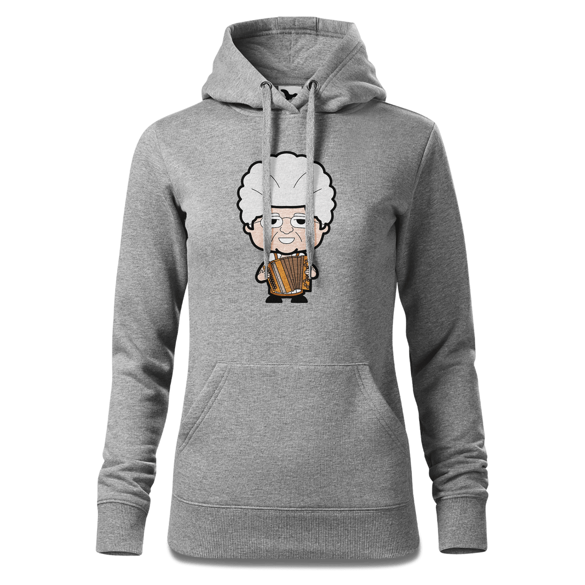 Die Oid Sinzerin Musikinstrumente Sweatshirt Hoody Damen Grau Meliert Kieling Front