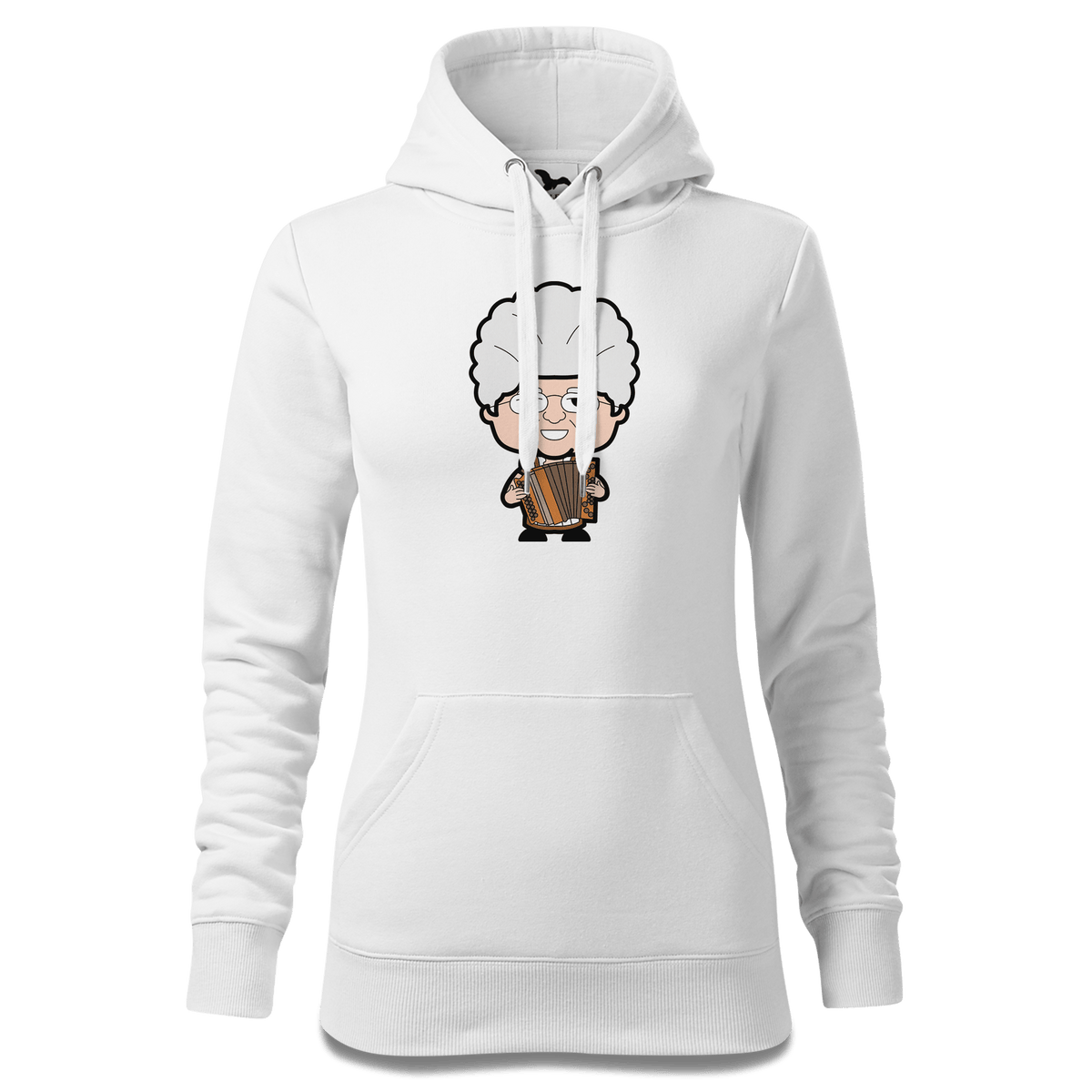 Die Oid Sinzerin Musikinstrumente Sweatshirt Hoody Damen Weiss Eckenholz Front