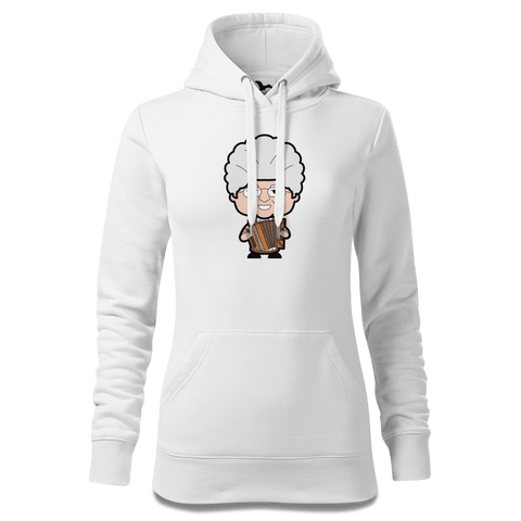 Die Oid Sinzerin Musikinstrumente Sweatshirt Hoody Damen Weiss Eckenholz Front