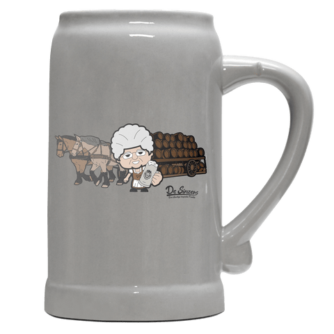 Die Oid Sinzerin Pferdegespann Bierkrug 1000ml Grau Zugspitze Front