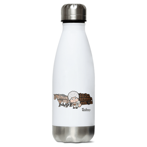 Die Oid Sinzerin Pferdegespann Edelstahl Thermoflasche 350ml Weiss Silber Kreuzspitze Front
