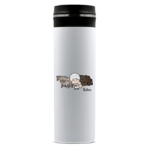 Die Oid Sinzerin Pferdegespann Edelstahl Thermoflasche 450ml Weiss Geigelstein Front