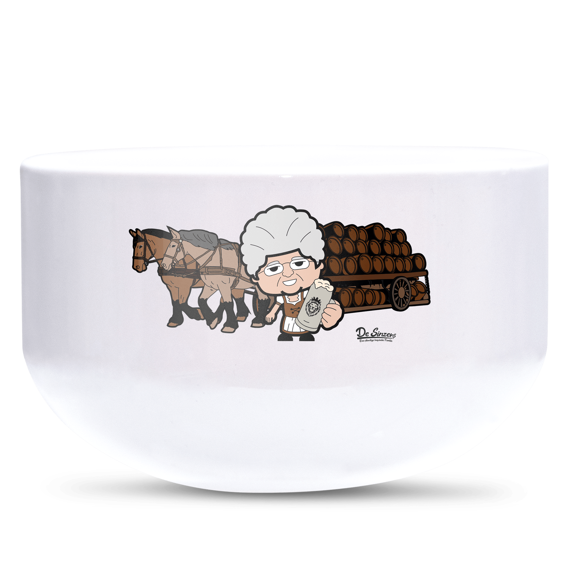 Die Oid Sinzerin Pferdegespann Keramik Mueslischale Weiss 600ml Staffelberg Front