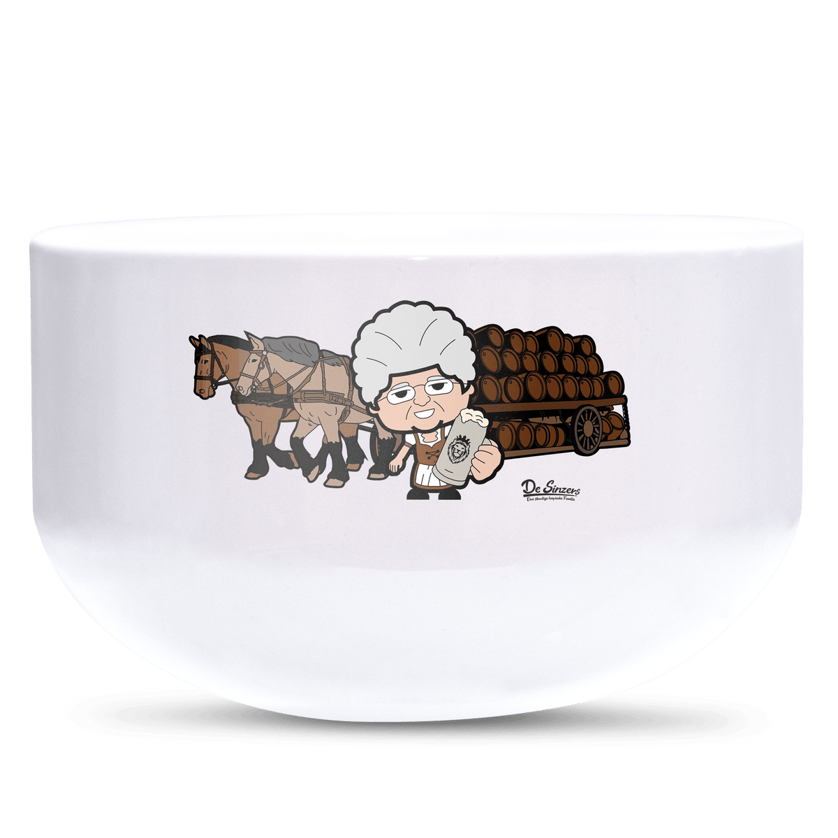 Die Oid Sinzerin Pferdegespann Keramik Mueslischale Weiss 600ml Staffelberg Front