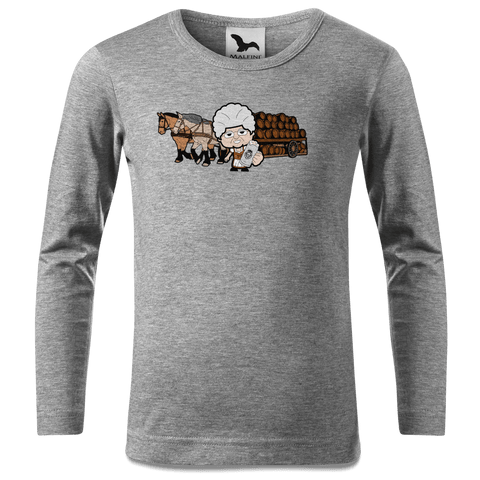 Die Oid Sinzerin Pferdegespann Longsleeve Kinder Grau Meliert Waldering Front