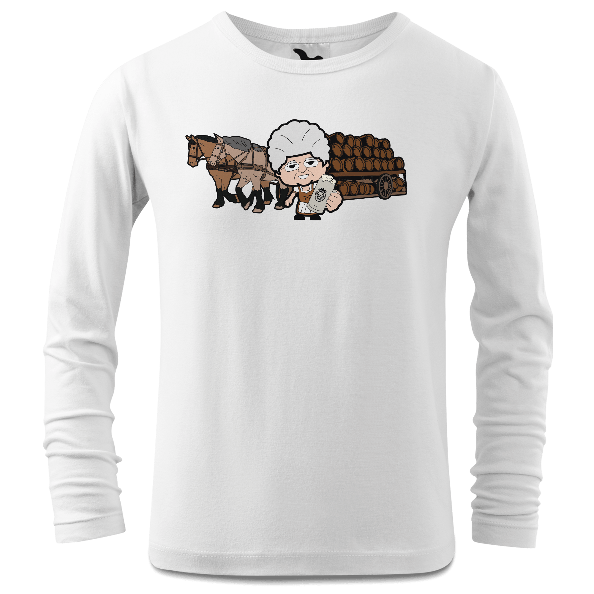 Die Oid Sinzerin Pferdegespann Longsleeve Kinder Weiss Westerndorf Front