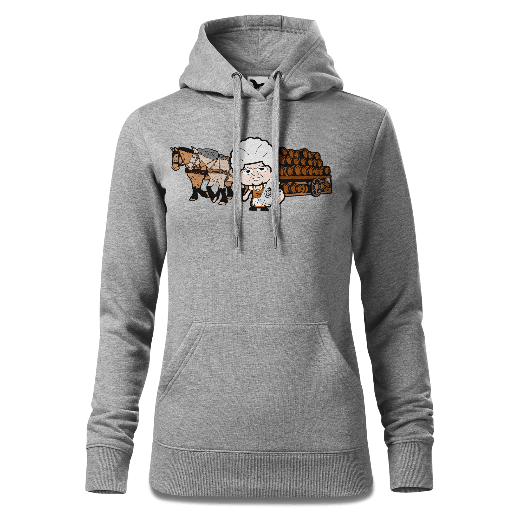 Die Oid Sinzerin Pferdegespann Sweatshirt Hoody Damen Grau Meliert Kieling Front