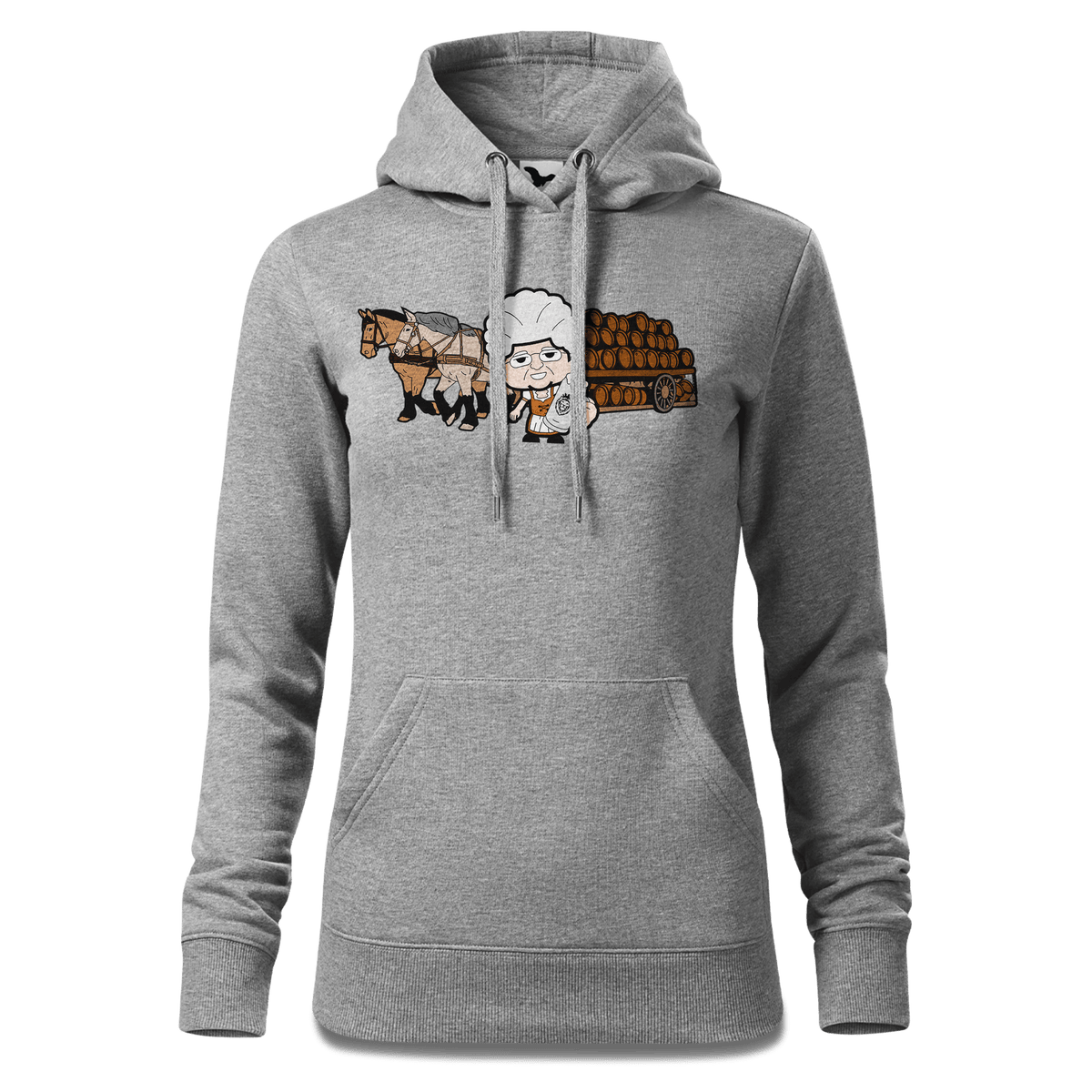 Die Oid Sinzerin Pferdegespann Sweatshirt Hoody Damen Grau Meliert Kieling Front
