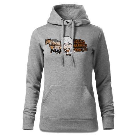 Die Oid Sinzerin Pferdegespann Sweatshirt Hoody Damen Grau Meliert Kieling Front