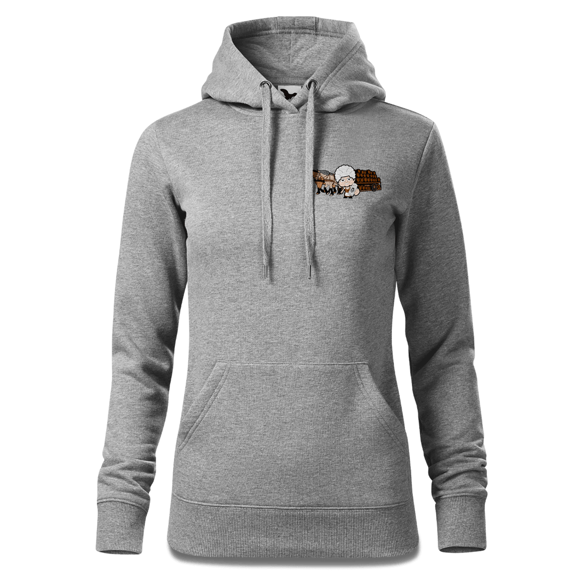 Die Oid Sinzerin Pferdegespann Sweatshirt Hoody Damen Grau Meliert Kleinholzen Front