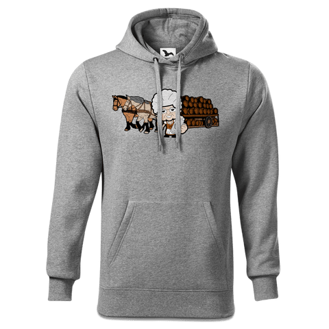 Die Oid Sinzerin Pferdegespann Sweatshirt Hoody Herren Grau Meliert Pulvermuehle Front