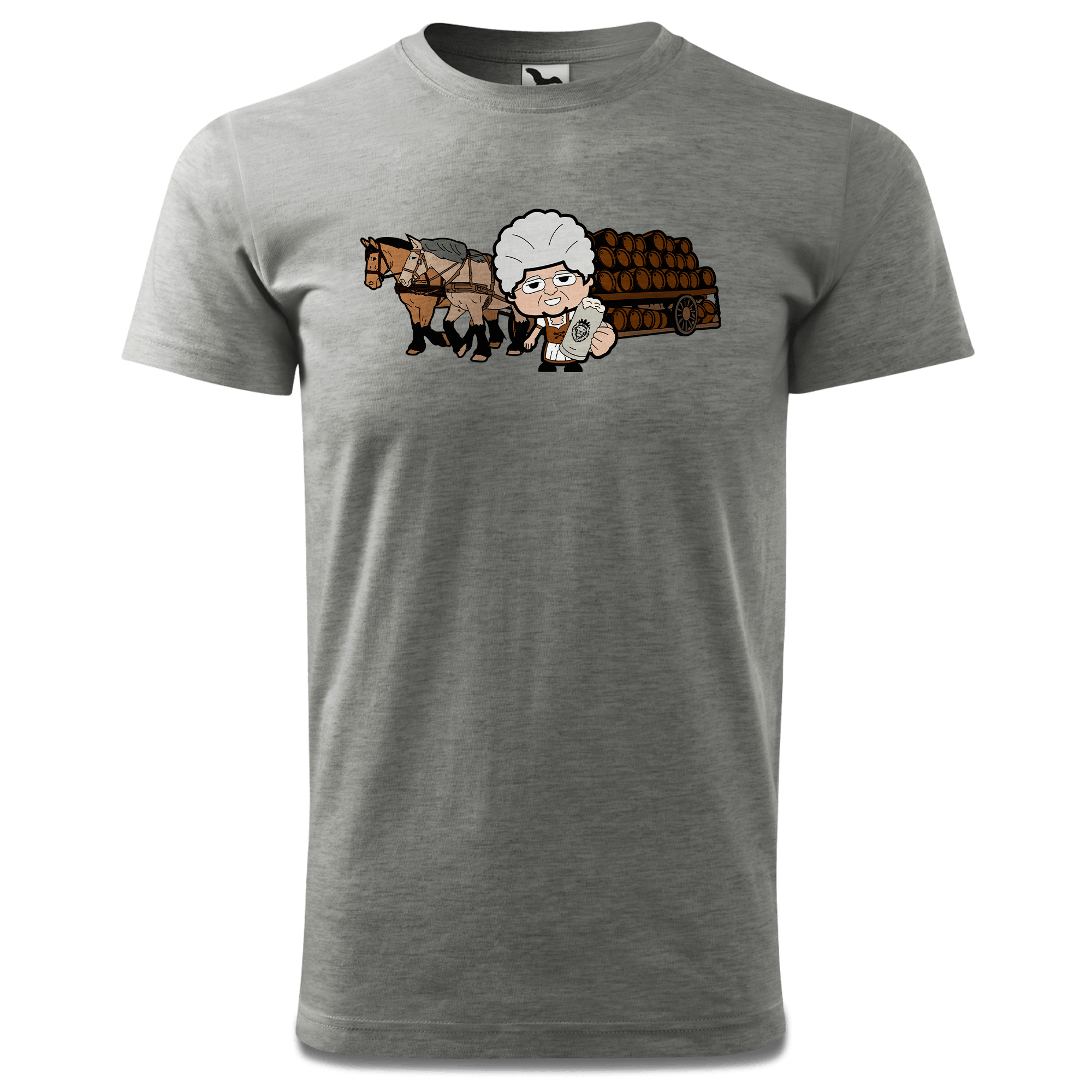 Die Oid Sinzerin Pferdegespann T Shirt Herren Grau Meliert Hofau Front