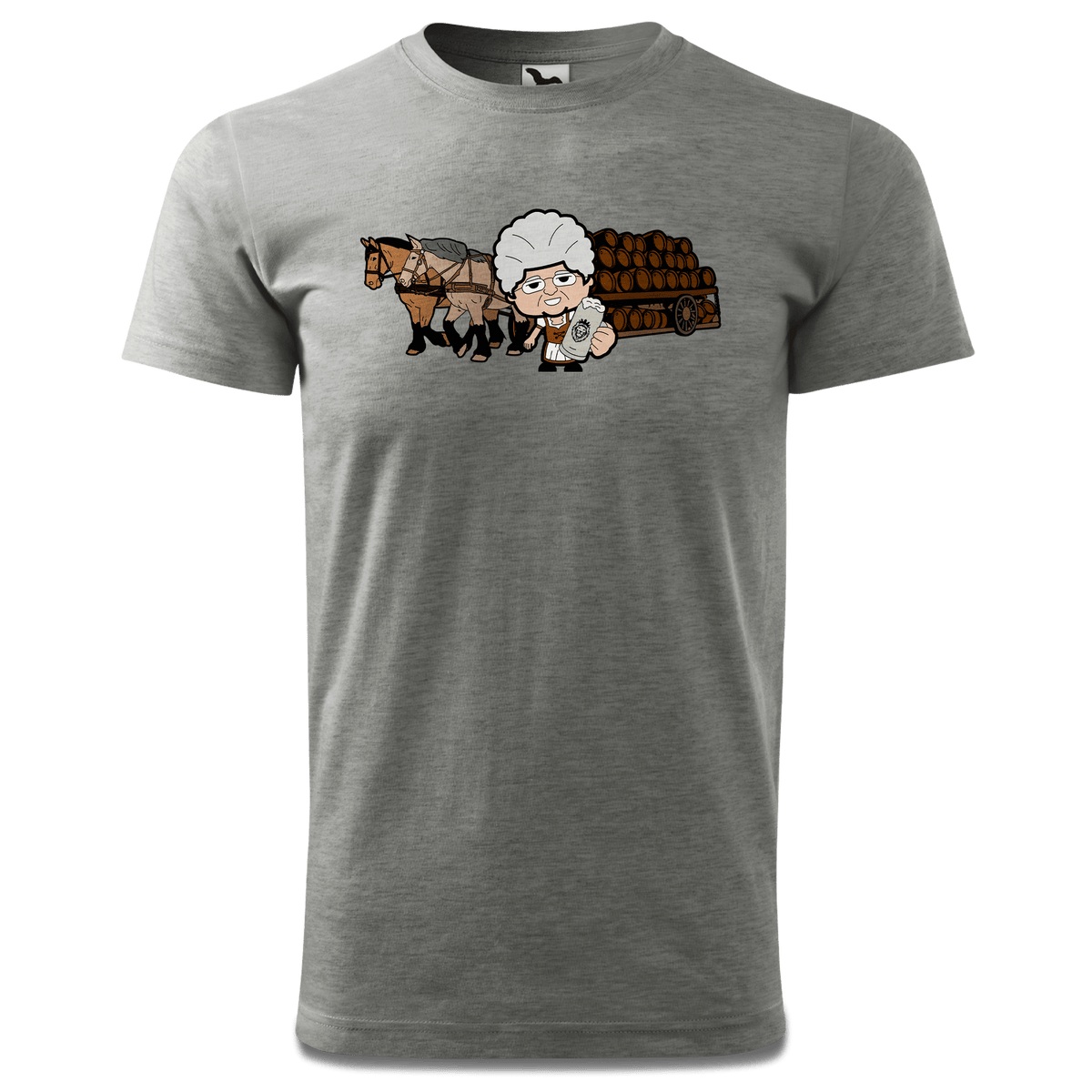 Die Oid Sinzerin Pferdegespann T Shirt Herren Grau Meliert Hofau Front