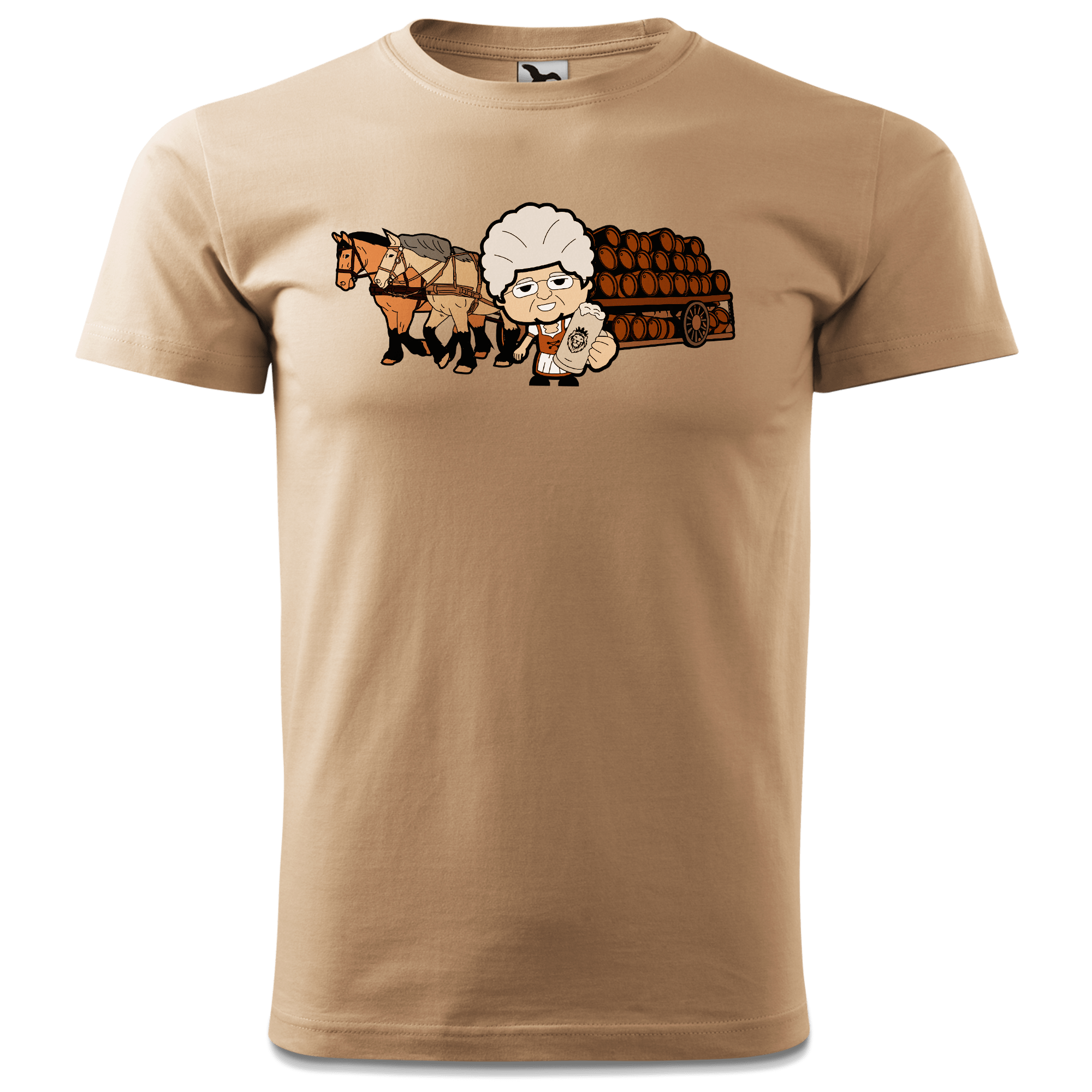 Die Oid Sinzerin Pferdegespann T Shirt Herren Sand Hofmuehle Front