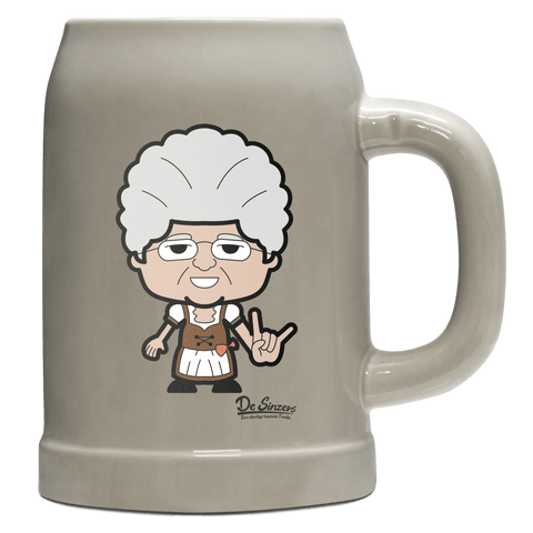 Die Oid Sinzerin Rocking Fingers Bierkrug 500ml Grau Watzmann Front